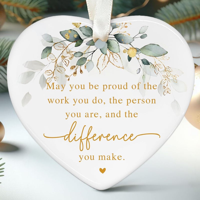 TEEBIM Thank You Ornament for Women Boss Coworker Teacher Nurse - Christmas Employee Thank You Gifts - Inspirational Farewell Goodbye Going Away Gift - Ceramic Appreciation Christmas Ornament​ - Image 1